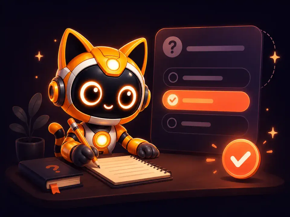 La mascotte répond à une question, seule à son bureau